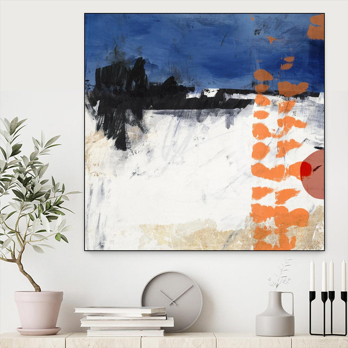 \"Midnight Rise Ii\" Canvas Framed Black 20x20 Wall Art