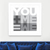 "You Me We I" Matted and Framed White 30x30 Wall Art
