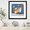 "Peach And White Bouquet" Matted and Framed Black 30x30 Wall Art