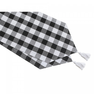 Cotton Table Runner 54" White Buffalo|Chemin de table de 54 po en coton à point à carreaux blanc