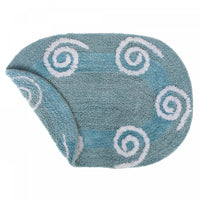 Reversible Cotton Swirly Oval Bathmat 16 x 24 Blue - Set of 2