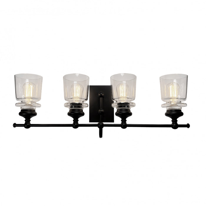Castara 4-Light Black Bathroom Wall Light