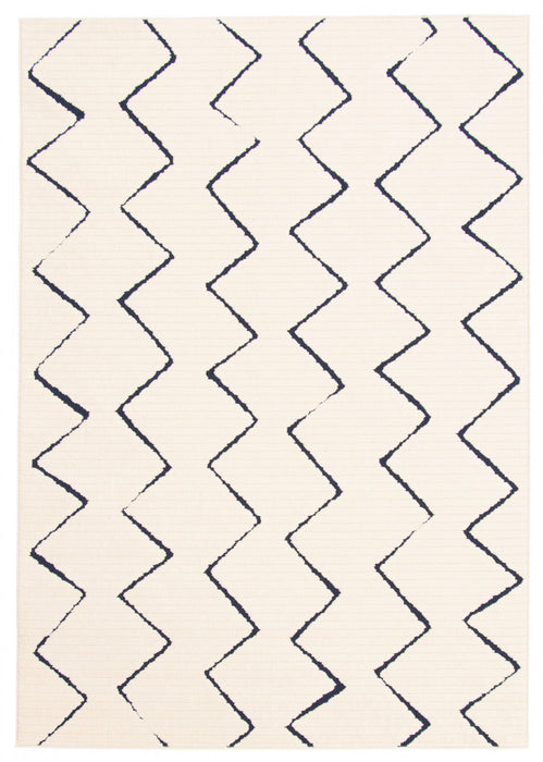 Kimi Blue-Ivory 6'7\" x 9'6\" Area Rug