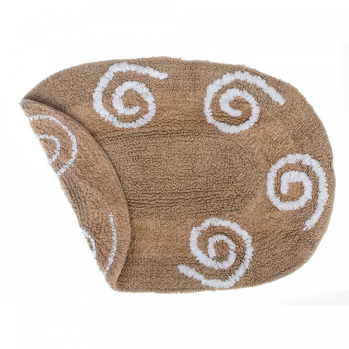 Reversible Cotton Swirly Oval Bathmat 16 x 24 Taupe - Set of 2
