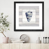 "Muted Blue Shell On Wood" Matted and Framed Black 36x36 Wall Art