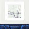 "Chalk Doodles H" Matted and Framed White 30x30 Wall Art