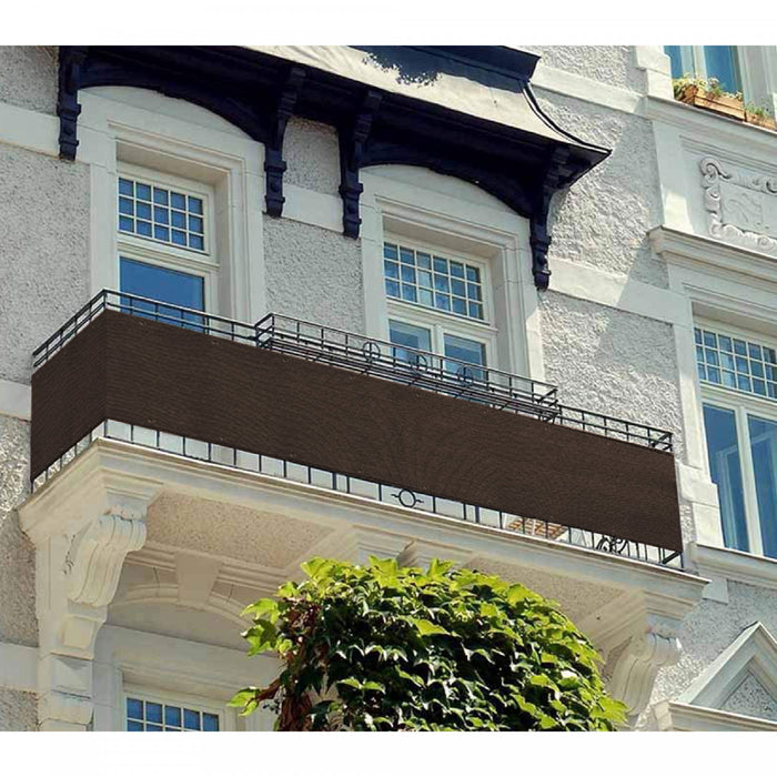 Privacy Balcony Cover Chocolate Drapes and Blinds