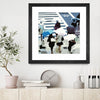 "April Showers" Matted and Framed Black 36x36 Wall Art