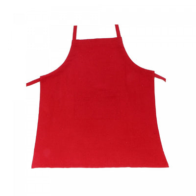 Polycotton Apron with Pocket Red|Tablier en polyester-coton rouge avec poche