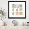 "Nine Pineapples" Matted and Framed Black 36x36 Wall Art