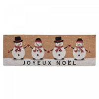 Coir Door Mat Quadruple Snowman - Joyeux Noel 16 x 48 Floormat