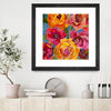 "Spring Bouquet V32" Matted and Framed Black 30x30 Wall Art