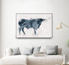 "Longhorn V2" Canvas Framed Black 36x24 Wall Art