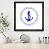 "Blue Nautical Circle I" Matted and Framed Black 36x36 Wall Art