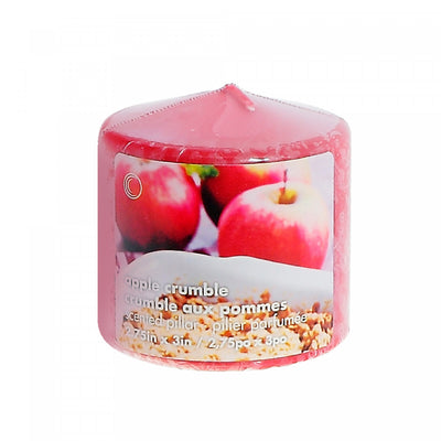 2.75" x 3" Scented Pillar Apple Crumble - Set of 4 Candle|Chandelle pilier parfumée de 2,75 po x 3 po à arôme de croustade aux pommes - ensemble de 4 chandelles