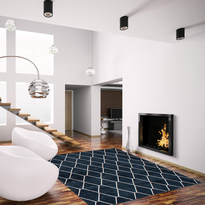 August Navy-White 7'10\" x 10'2\" Area Rug