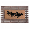 Running Horses Rubber Fence with Coir Floormat|Tapis de plancher représentant une clôture en caoutchouc avec fibre de coco orné de chevaux au galop