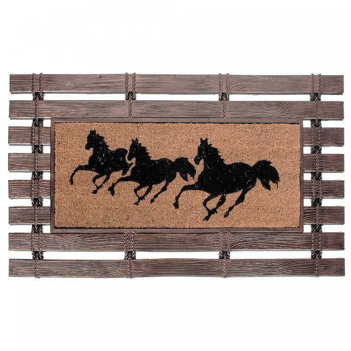 Running Horses Rubber Fence with Coir Floormat