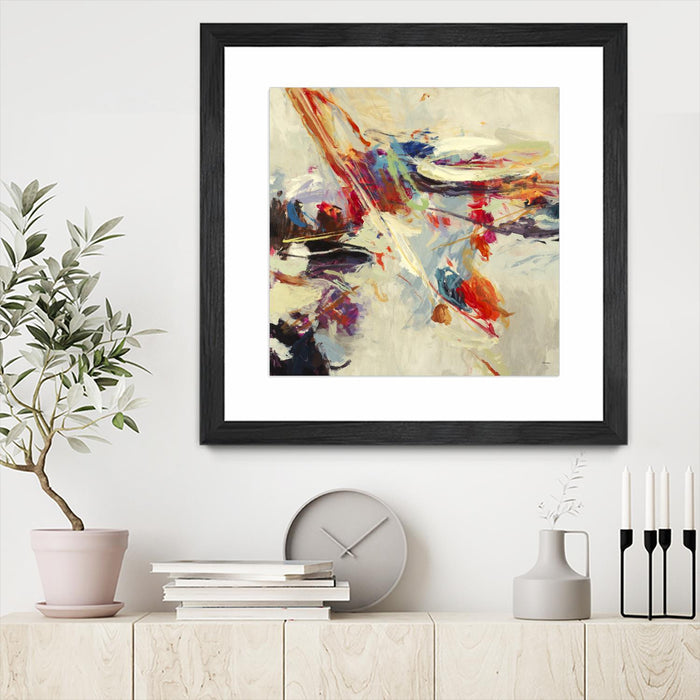 \"Positive Energy I\" Matted and Framed Black 30x30 Wall Art