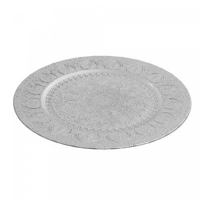 Charger Plate Lily Bulb Silver 13" - Set of 6 Dinnerware|Assiette de présentation de 13 po argentée ornée de bulbes de lys - ensemble de 6