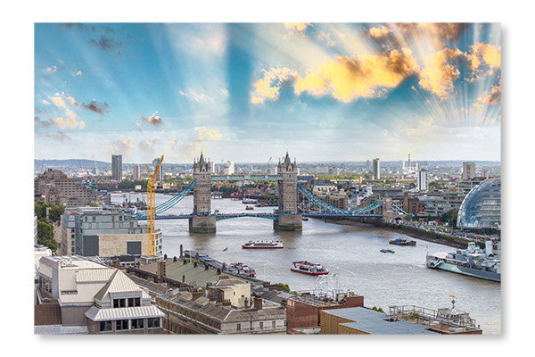 London Skyline with Tower Bridge  River Thames 24x36 Wall Art Fabric Panel Without Frame