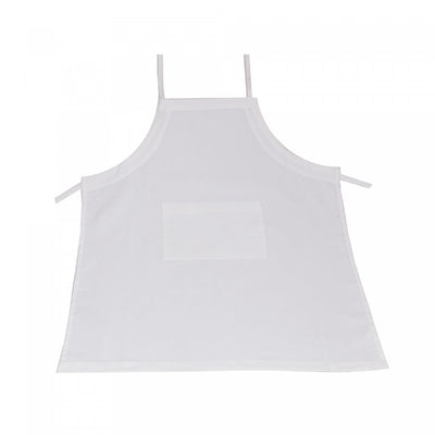 Polycotton Apron with Pocket White|Tablier en polyester-coton blanc avec poche