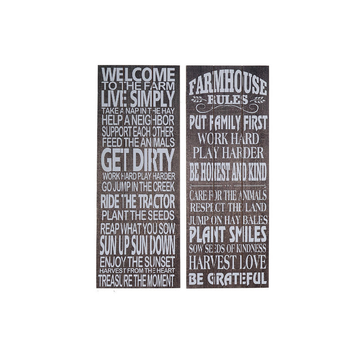 Wood 'Farmhouse Rules' Wall Sign - Set of 2