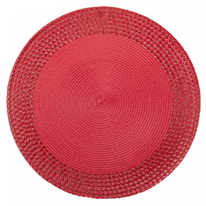 Vinyl Round Placemat with Red Border - Set of 12