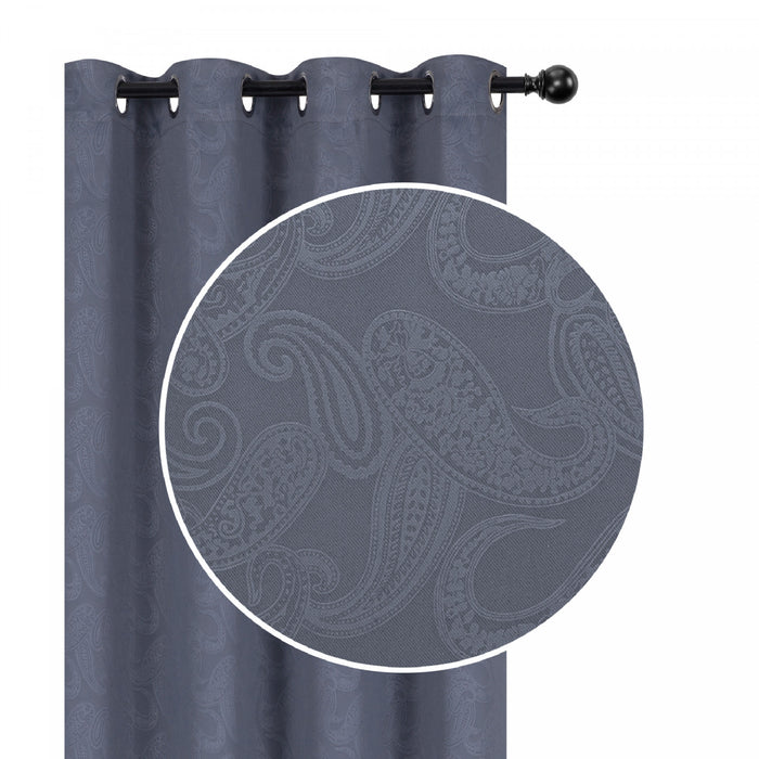Embossed Blackout Panel Paisley Grey 84\" - Set of 2 Drapes and Blinds
