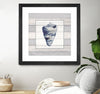 "Muted Blue Shell On Wood" Matted and Framed Black 36x36 Wall Art