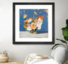 "Peach And White Bouquet" Matted and Framed Black 30x30 Wall Art