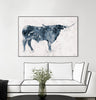 "Longhorn V2" Canvas Framed Black 36x24 Wall Art