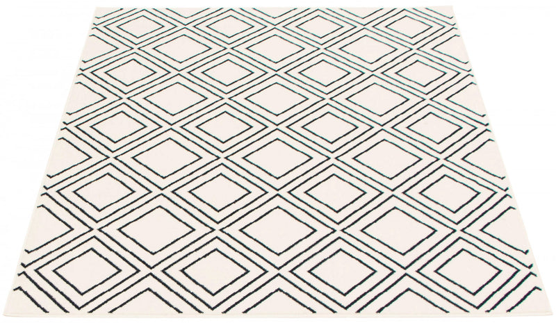 August Geod White-Navy 6'7\" x 9'6\" Area Rug