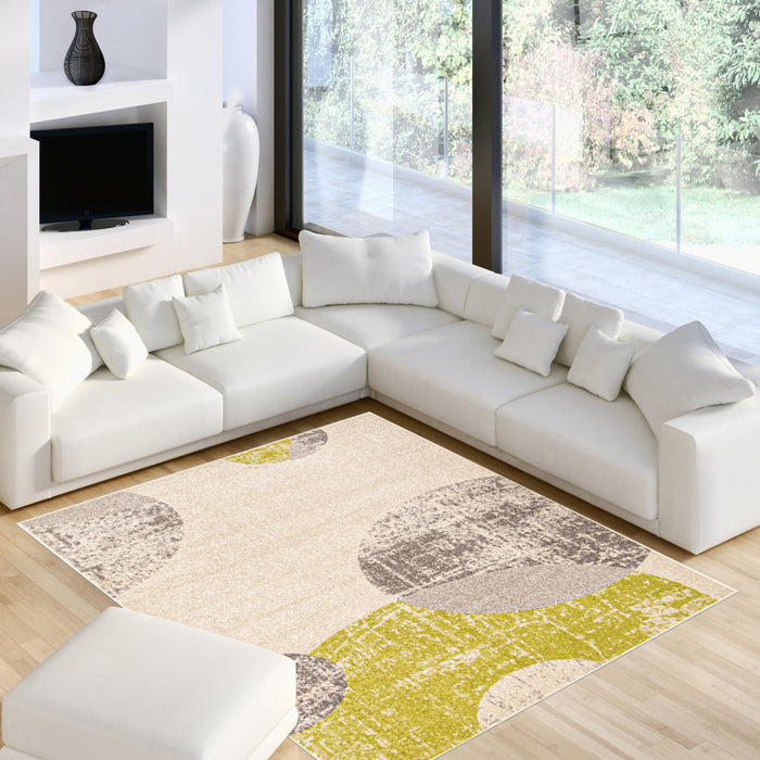 Ellegance Ivory / Green 6'7\" x 9'6\" Area Rug