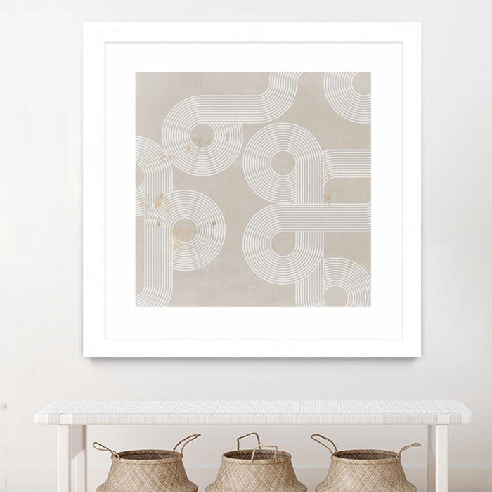 \"Fluxus I\" Matted and Framed White 36x36 Wall Art