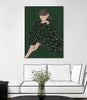 "Woman In Green" Canvas Framed Black 24x32 Wall Art