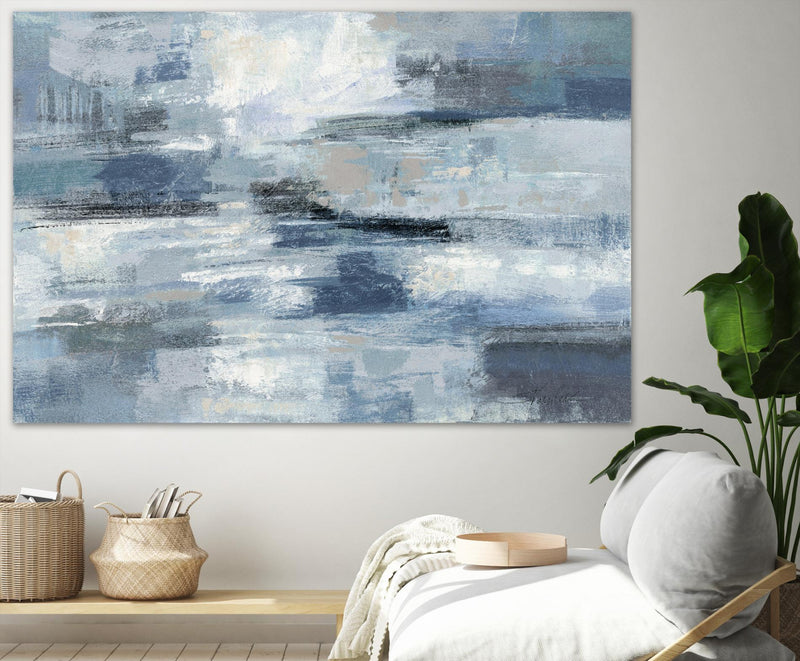 \"Clear Water Indigo And Gray\" Giant Art 84x54 Wall Art