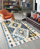 Mosaic Taupe/Blue Machine Washable Area Rug - 8'0" x 10'0"