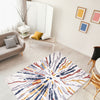 Paloma Sunburst Navy, White Area Rug - 5'3" x 7'3"