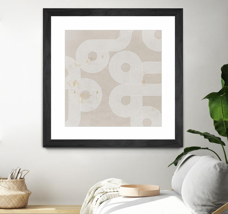 \"Fluxus I\" Matted and Framed Black 36x36 Wall Art