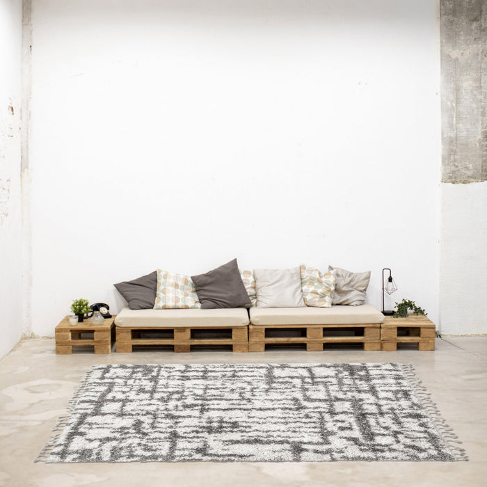 Helma Urban Cream, Light Grey Shag 5'3\" X 7'3\" Area Rug