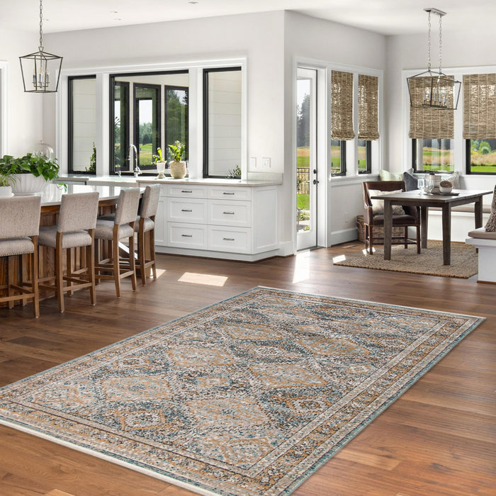 Leandra Taupe/blue Rug 3'11\" X 5'11\" Area Rug