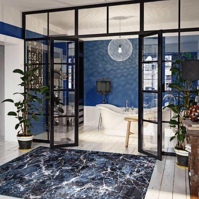 Blue Marble Area Rug - 5'3\" x 7'3\"