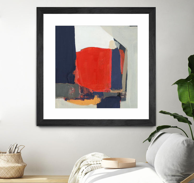 \"Orange Crush V6\" Matted and Framed Black 30x30 Wall Art
