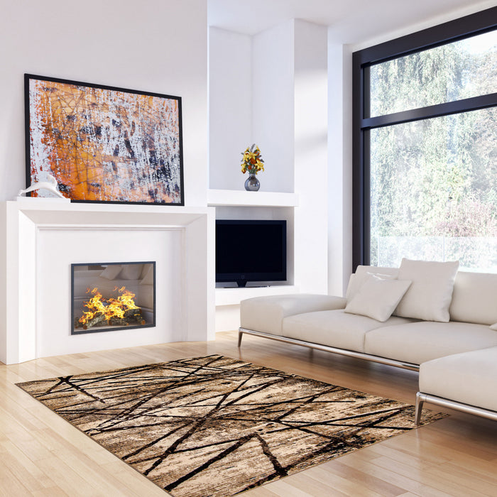 Cherokee Chocolate, Gold Area Rug - 5'3\" X 7'3\" 