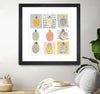 "Nine Pineapples" Matted and Framed Black 36x36 Wall Art