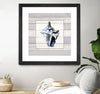 "Muted Blue Sea Conch On Wood" Matted and Framed Black 30x30 Wall Art
