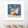 "Peach And White Bouquet" Matted and Framed White 30x30 Wall Art