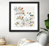 "Rainbow Vines With Berries" Matted and Framed Black 30x30 Wall Art
