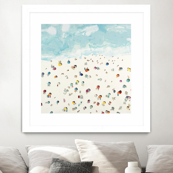 \"Beach Days\" Matted and Framed White 30x30 Wall Art